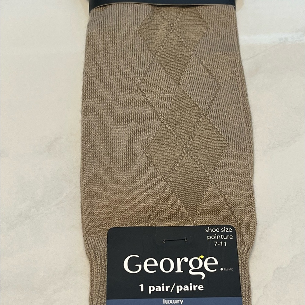 George Men's Luxury Brown Argyle Socks